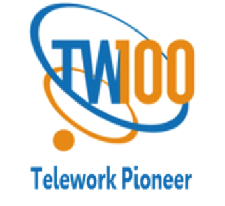 A logo that demonstrates that we have been certified as one of the Top Hundred Telework Pioneers