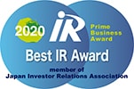 JIRA IR Awards 2020. Best IR Award member of Japan Investor Relations Association