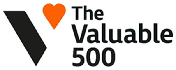 The logo of The Valuable 500 international initiative