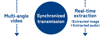 Simultaneous streaming from sporting venues to remote venues of multi-angle video and information extracted in real-time (video and sound)