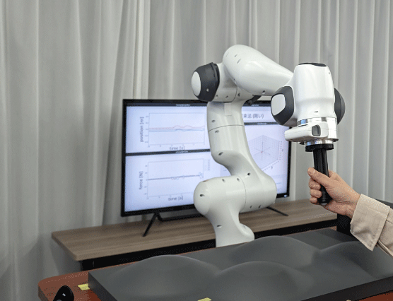 Image: 5)Can you touch softly even when you are apart? Robot manipulation that allows you to feel compassion, high tracking and low rigidity control in tele-operated robots.