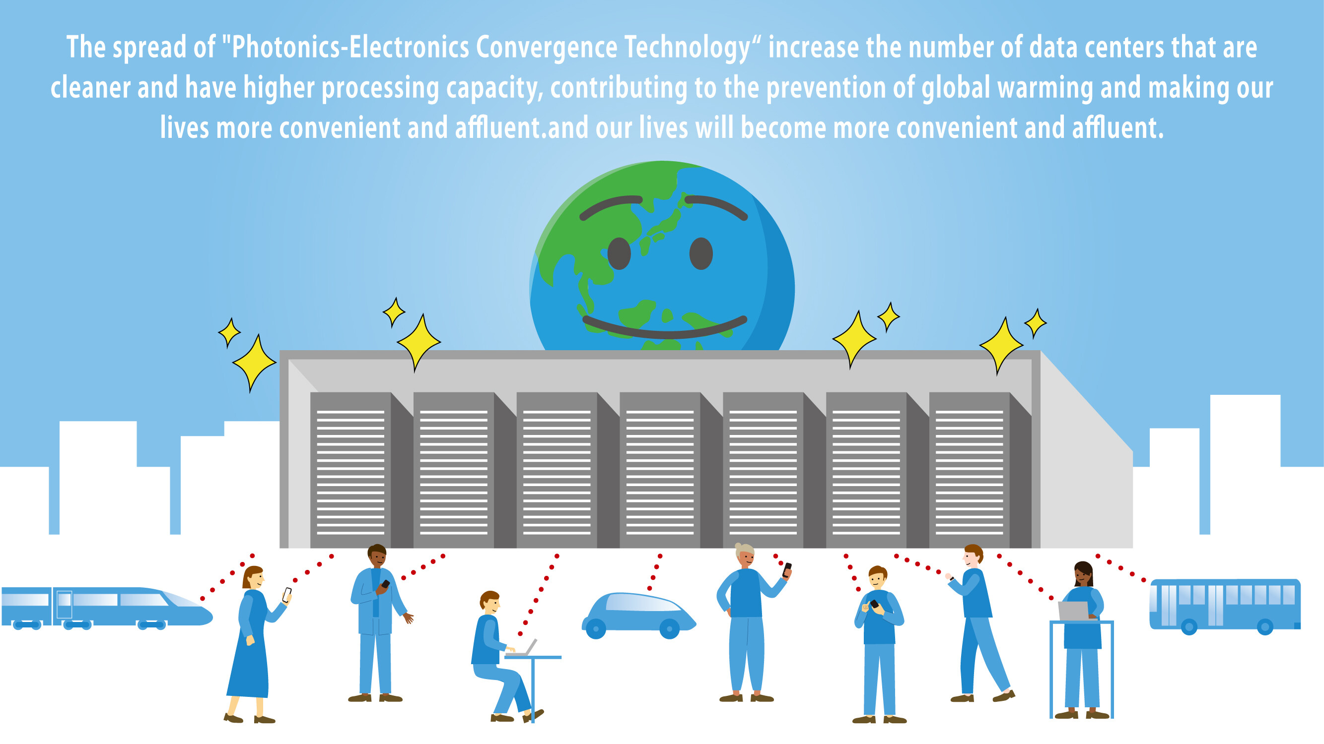 Images: (5) The widespread use of Photonics-Electronics Convergence Technology will lead to a cleaner and more convenient future.