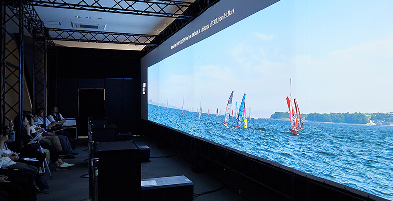 Image: Image of windsurfing filmed using Real Time Surrounding Image Synthesis Technology