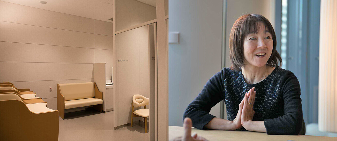 Image Left: An infant nursing room has been installed Image Right: Yoko AOKI(Accessibility Promotion Office/2020 Promotion Project Team, Sales Department, NTT Claruty Corporation)