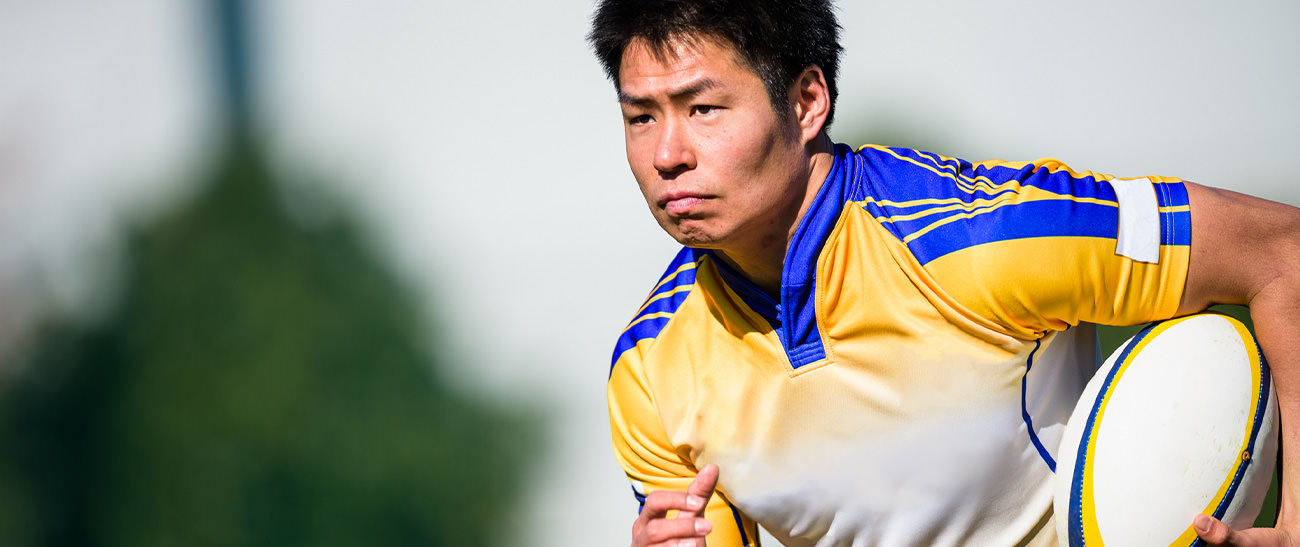 Image: Photograph of Kazushi Hano during a rugby match.