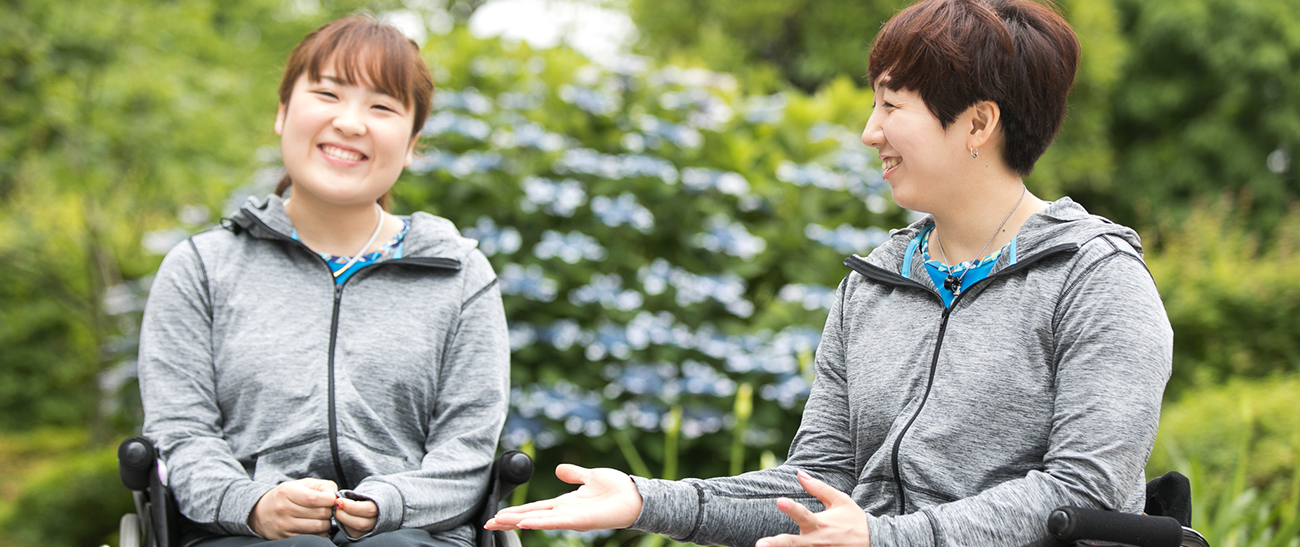 Image: Ms. YAMAZAKI and Ms. SATOMI talking about their motivation in the lead up to the Tokyo 2020 Paralympics