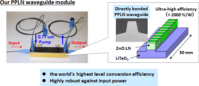 Fig. 4: High efficiency PPLN waveguide device
