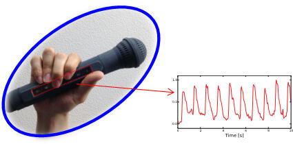 2D pulse wave sensor-mounted microphone