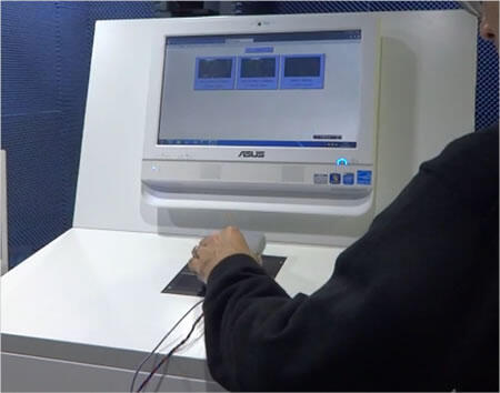 Figure 8: Touching the smartphone-sized terminal on the information terminal