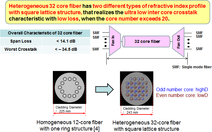 Fig.3 Single-mode Heterogeneous 32-core fiber