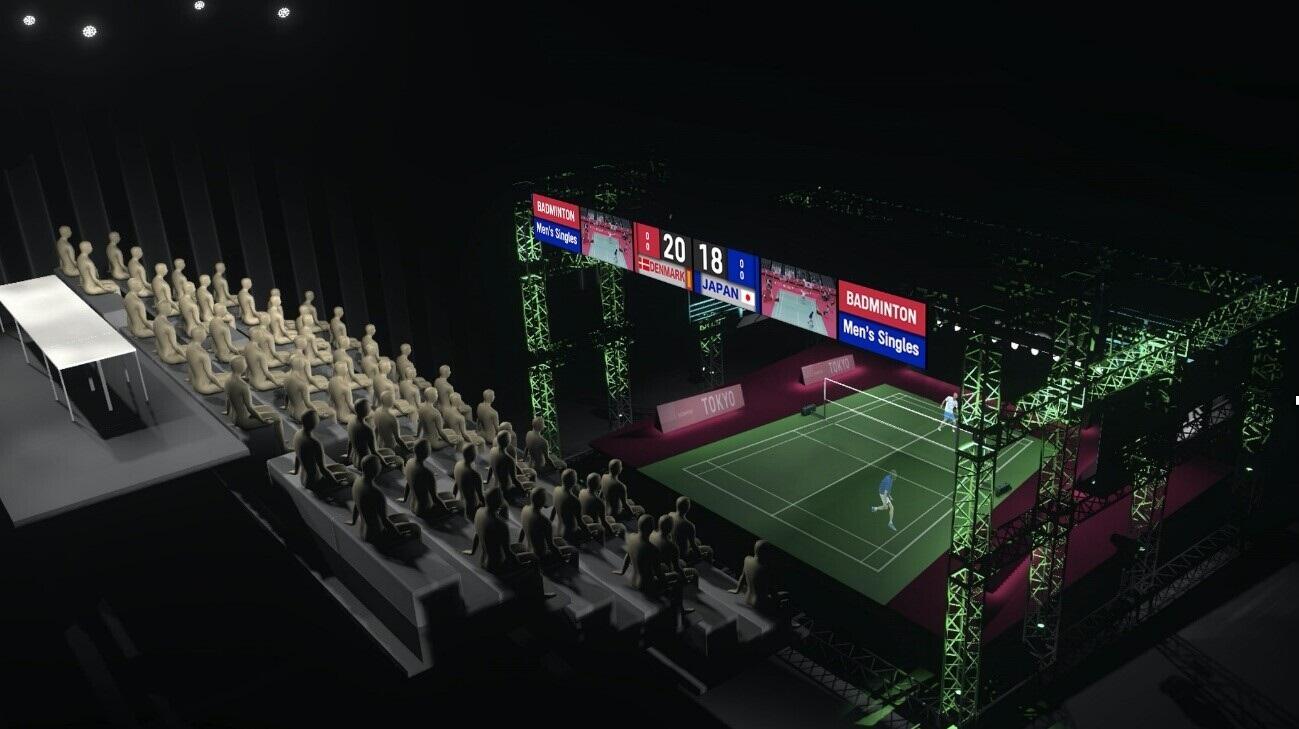 Fig. 2 A special device reproduces the height difference between the match court and the spectator seats (image)