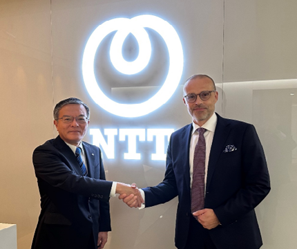 NTT President Shimada (left) and BC Platforms AG CEO Tero Silvola