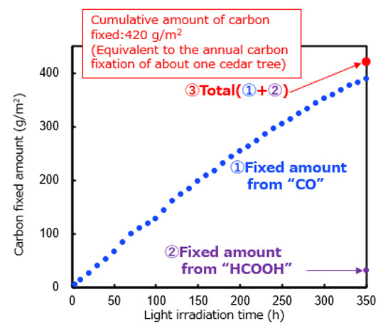 Figure 3 Change in the Amount of Fixed Carbon with Respect to the Light Exposure Time