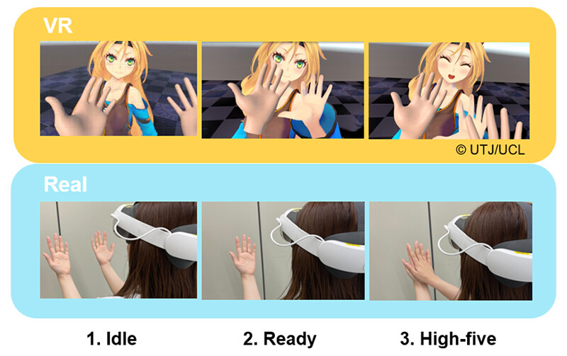 Figure 4. High-five interaction with a virtual character.