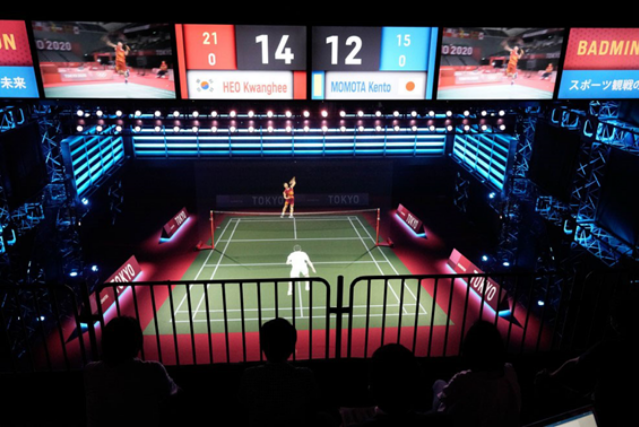 [Badminton] Holographic display environment of players and shuttles on a full-scale reproduction of a court.