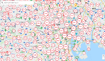 画像：2021年6月時点の「Japan Wi-Fi auto-connect」対応のWi-Fiスポット数をマップ上に表示した画像。都内のアクセスポイントが地図を埋め尽くすほどに増えたことが確認できます。