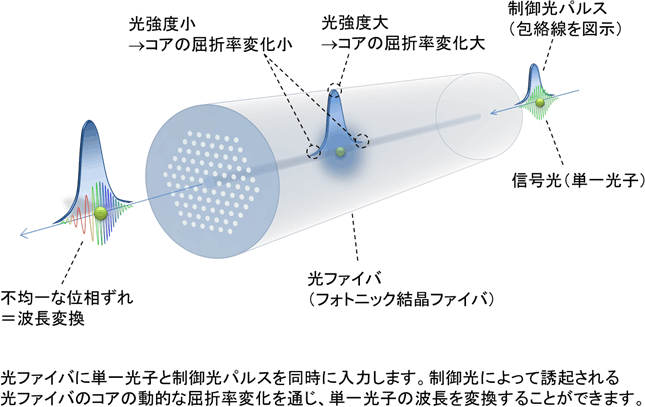 図1　相互位相変調を用いた単一光子の波長変換