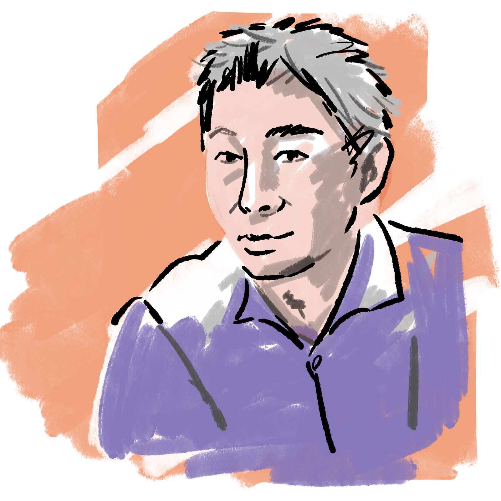 NTTコミュニケーション科学基礎研究所人間情報研究部 上席特別研究員 渡邊 淳司を描いた顔写真のイラスト